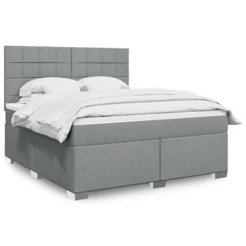 ARDEBO.de - Boxspringbett mit Matratze Hellgrau 180x200 cm Stoff