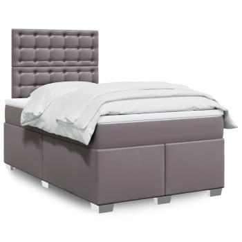ARDEBO.de - Boxspringbett mit Matratze Grau 120x200 cm Kunstleder