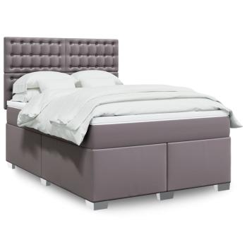 ARDEBO.de - Boxspringbett mit Matratze Grau 140x200 cm Kunstleder