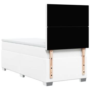 Boxspringbett mit Matratze Weiß 100x200 cm Kunstleder