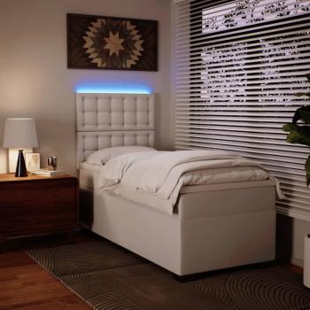 Boxspringbett mit Matratze Weiß 100x200 cm Kunstleder