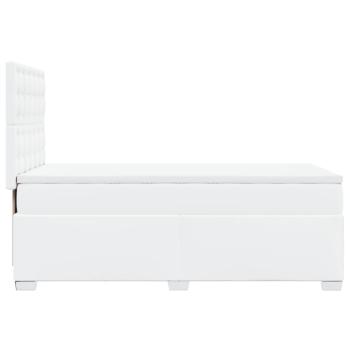 Boxspringbett mit Matratze Weiß 100x200 cm Kunstleder