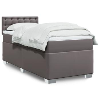 ARDEBO.de - Boxspringbett mit Matratze Grau 90x200 cm Kunstleder