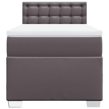 Boxspringbett mit Matratze Grau 90x200 cm Kunstleder