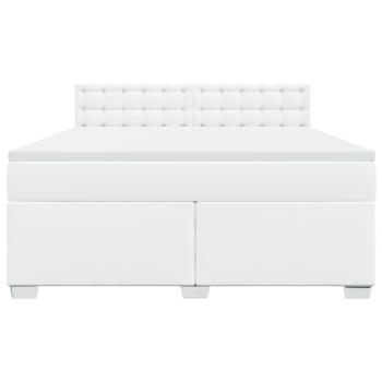 Boxspringbett mit Matratze Weiß 180x200 cm Kunstleder