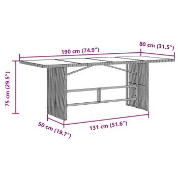 7-tlg. Garten-Essgruppe mit Kissen Braun Poly Rattan