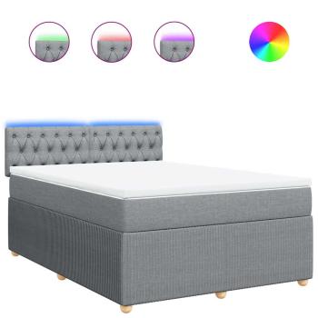 Boxspringbett mit Matratze Hellgrau 140x200 cm Stoff