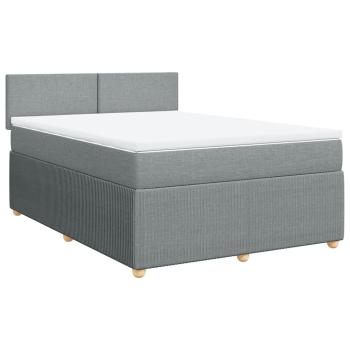 ARDEBO.de - Boxspringbett mit Matratze Hellgrau 160x200 cm Stoff