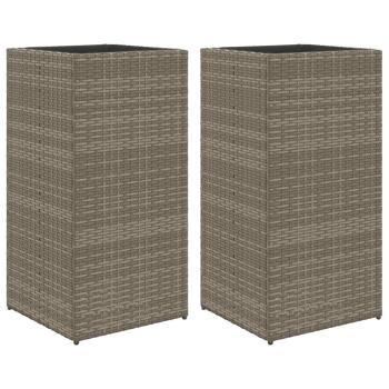 Pflanzkübel 2 Stk. Grau 40x40x80 cm Poly Rattan