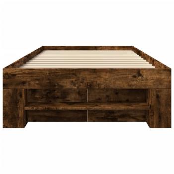 Bettgestell ohne Matratze Räuchereiche 100x200 cm Holzwerkstoff