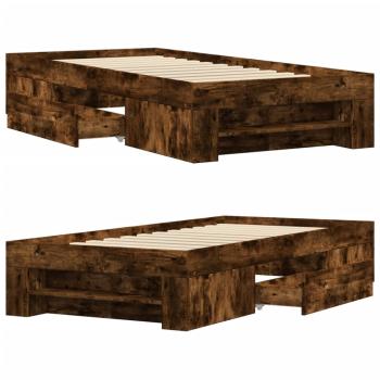 Bettgestell ohne Matratze Räuchereiche 100x200 cm Holzwerkstoff