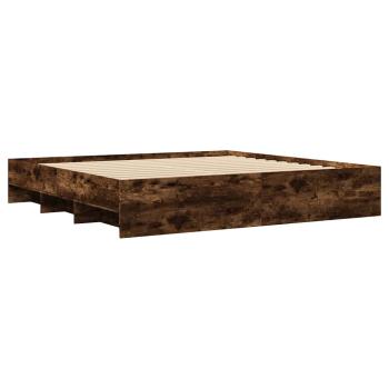Bettgestell ohne Matratze Räuchereiche 200x200 cm Holzwerkstoff