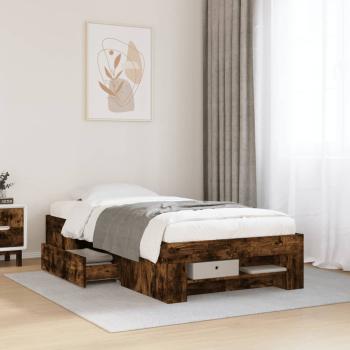 ARDEBO.de - Bettgestell ohne Matratze Räuchereiche 90x200 cm Holzwerkstoff