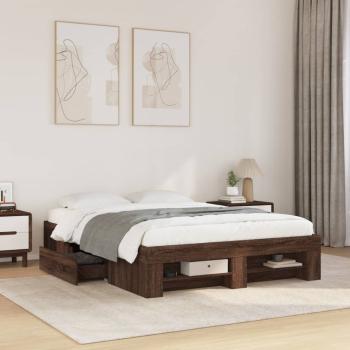 ARDEBO.de - Bettgestell ohne Matratze Braun Eiche 140x190 cm Holzwerkstoff