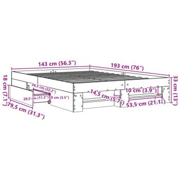 Bettgestell ohne Matratze Braun Eiche 140x190 cm Holzwerkstoff