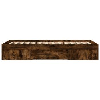 Bettgestell ohne Matratze Räuchereiche 90x190 cm Holzwerkstoff