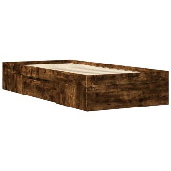 Bettgestell ohne Matratze Räuchereiche 90x190 cm Holzwerkstoff