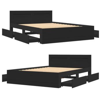 Bettgestell mit Kopfteil ohne Matratze Schwarz 120x200 cm