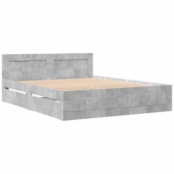 Bettgestell mit Kopfteil Betongrau 150x200 cm Holzwerkstoff