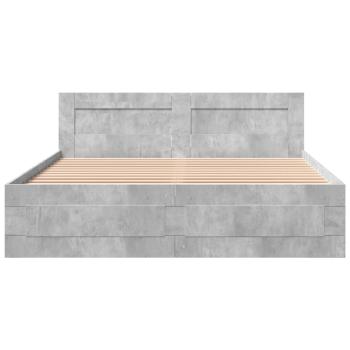 Bettgestell mit Kopfteil Betongrau 150x200 cm Holzwerkstoff