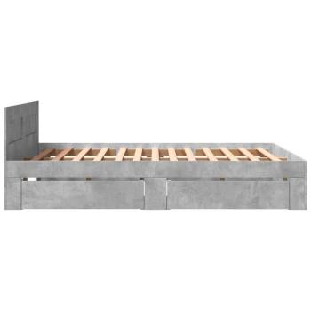 Bettgestell mit Kopfteil Betongrau 150x200 cm Holzwerkstoff