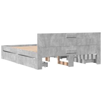 Bettgestell mit Kopfteil Betongrau 150x200 cm Holzwerkstoff