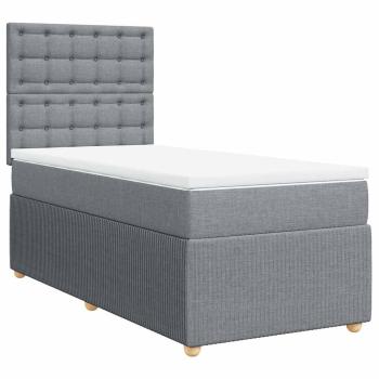 Boxspringbett mit Matratze Hellgrau 80x200 cm Stoff