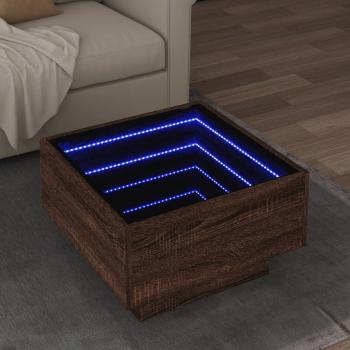 ARDEBO.de - LED-Couchtisch Braun Eichen-Optik 50x50x30 cm Holzwerkstoff