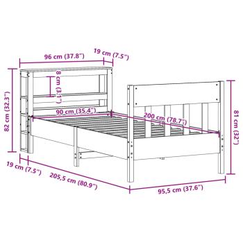 Massivholzbett ohne Matratze Wachsbraun 90x200 Kiefernholz