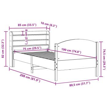 Massivholzbett ohne Matratze 75x190 cm Kiefernholz