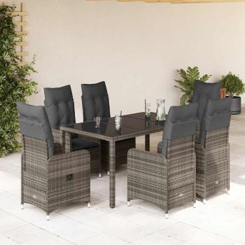 ARDEBO.de - 5-tlg. Garten-Bistro-Set mit Kissen Grau Poly Rattan