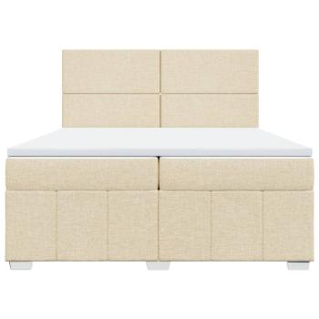Boxspringbett mit Matratze Creme 200x200 cm Stoff