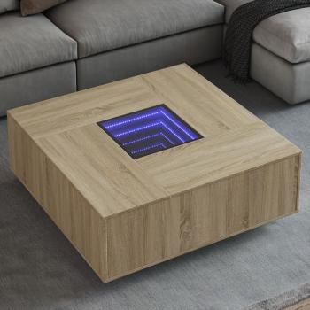 ARDEBO.de - Couchtisch mit Infinity-LED Sonoma-Eiche 100x100x40 cm