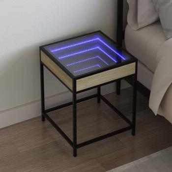 ARDEBO.de - Nachttisch mit Infinity-LED Sonoma-Eiche 40x40x51 cm