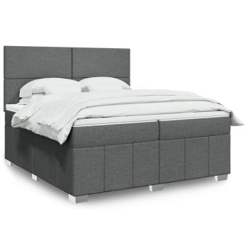 ARDEBO.de - Boxspringbett mit Matratze Dunkelgrau 200x200 cm Stoff
