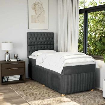 Boxspringbett mit Matratze Dunkelgrau 100x200 cm Stoff