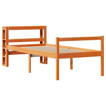 ARDEBO.de - Bettgestell mit Kopfteil ohne Matratze Wachsbraun 75x190 cm
