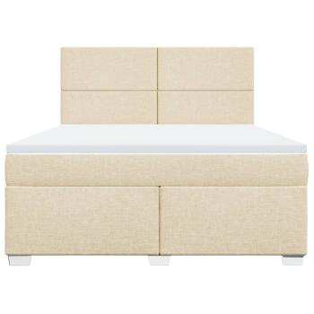 Boxspringbett mit Matratze Creme 180x200 cm Stoff