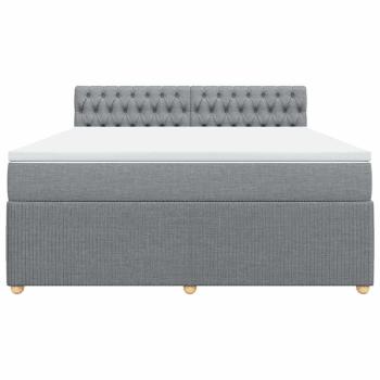Boxspringbett mit Matratze Hellgrau 180x200 cm Stoff