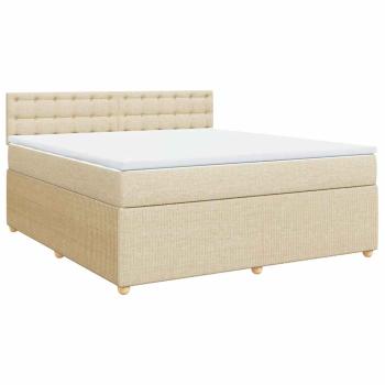 ARDEBO.de - Boxspringbett mit Matratze Creme 180x200 cm Stoff