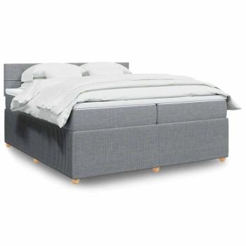 ARDEBO.de - Boxspringbett mit Matratze Hellgrau 200x200 cm Stoff