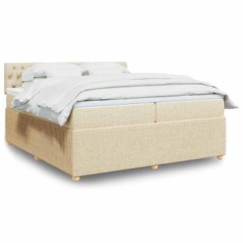 ARDEBO.de - Boxspringbett mit Matratze Creme 200x200 cm Stoff