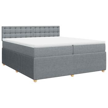 Boxspringbett mit Matratze Hellgrau 200x200 cm Stoff
