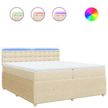 Boxspringbett mit Matratze Creme 200x200 cm Stoff