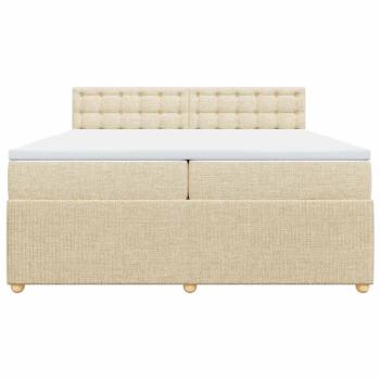 Boxspringbett mit Matratze Creme 200x200 cm Stoff