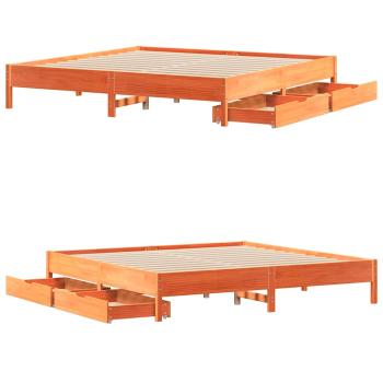 Massivholzbett ohne Matratze Wachsbraun 180x200 Kiefernholz