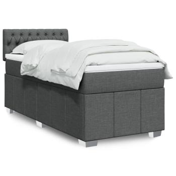 ARDEBO.de - Boxspringbett mit Matratze Dunkelgrau 90x200 cm Stoff