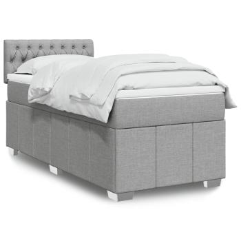 ARDEBO.de - Boxspringbett mit Matratze Hellgrau 100x200 cm Stoff