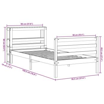 Massivholzbett ohne Matratze Wachsbraun 90x190 cm Kiefernholz