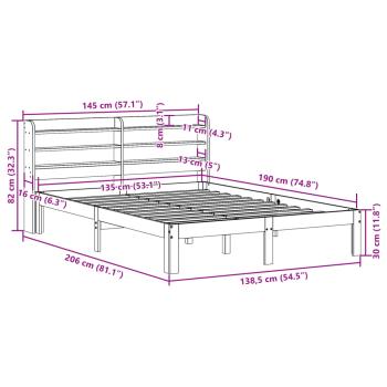Massivholzbett ohne Matratze Wachsbraun 135x190 cm Kiefernholz